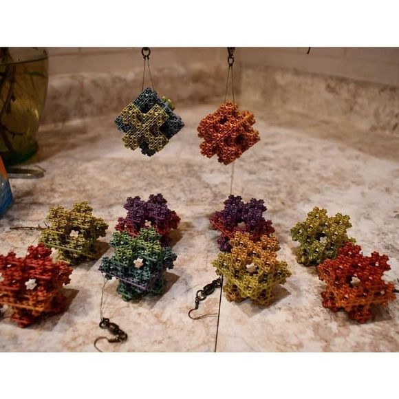 3D Printed Fractal Koch Snowflake Christmas Ornament; free spinning; Holiday dec - Picture 7 of 9